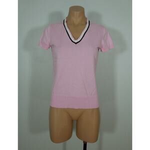 CHAPS Knit Top M MEDIUM Womens V-Neck Pink